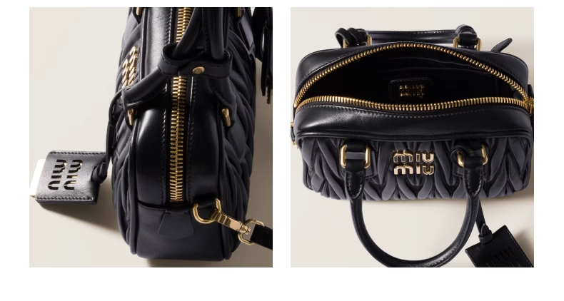 MIUMIU Bowling bag genuine leather handbag 2025 fashion all-match crossbody bag